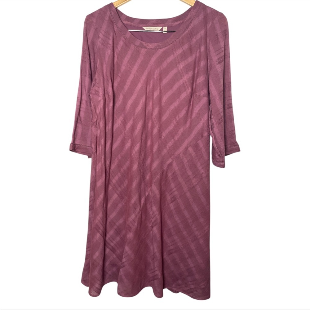 Soft Surroundings Women’s Purple XL Textured  Midi Dress Minimalist Boho Lagom